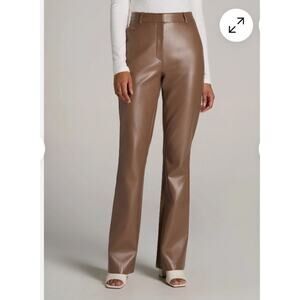 American Tall Womens Sz 16 Extra Tall 38 Inseam Brown Faux Leather Pants Bootcut